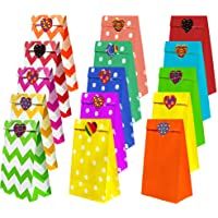 aovowog Bolsas Papel para Regalos con Pegatina para Fiestas de Bodas Cumplea?os para Ni?os [45 Pack - 3 Estilos]